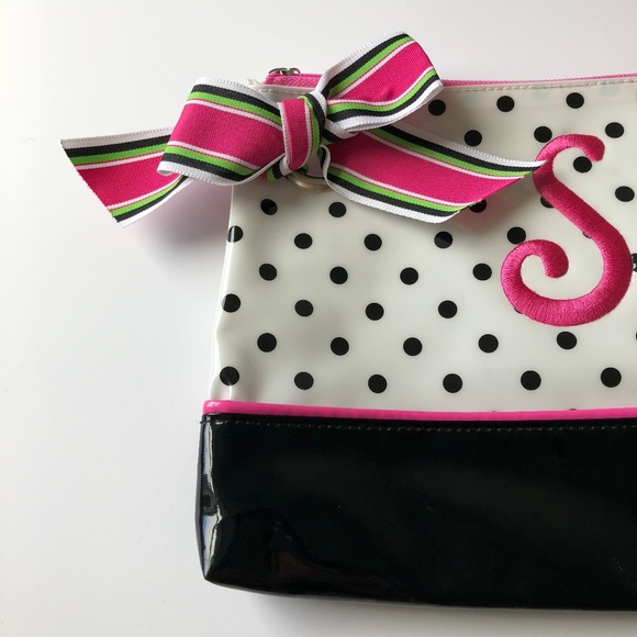 Small Black and White Polka Dot Bag S Initial - Picture 2 of 8